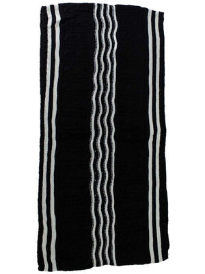 Black & White Striped Cable Knit Unisex Winter Infinity Scarf