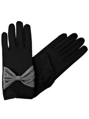 Wrist Length Gloves For Women With Bow Accent