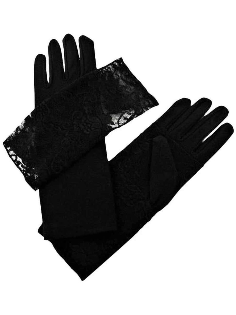 Black Glove With Lace Removable Cuff