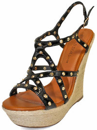 Gold Studded Strappy Wedge Sandals