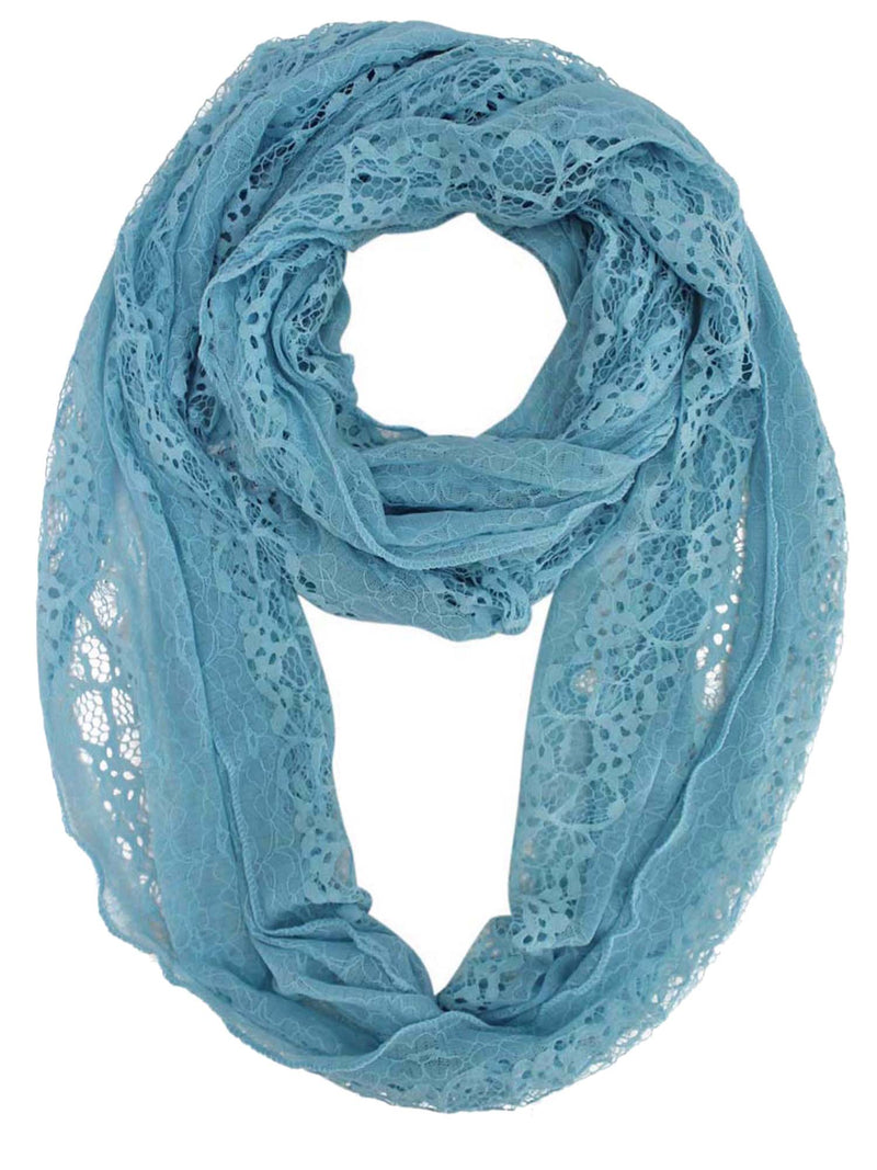 Blue Lacy Sheer Circle Scarf