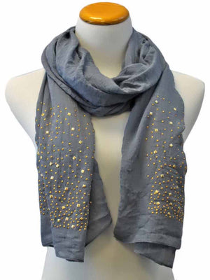 Light Long Scarf With Golden Studs