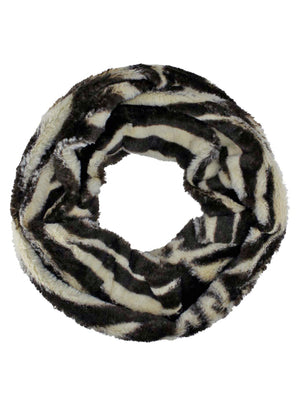 Zebra Stripe Faux Fur Circle Infinity Scarf