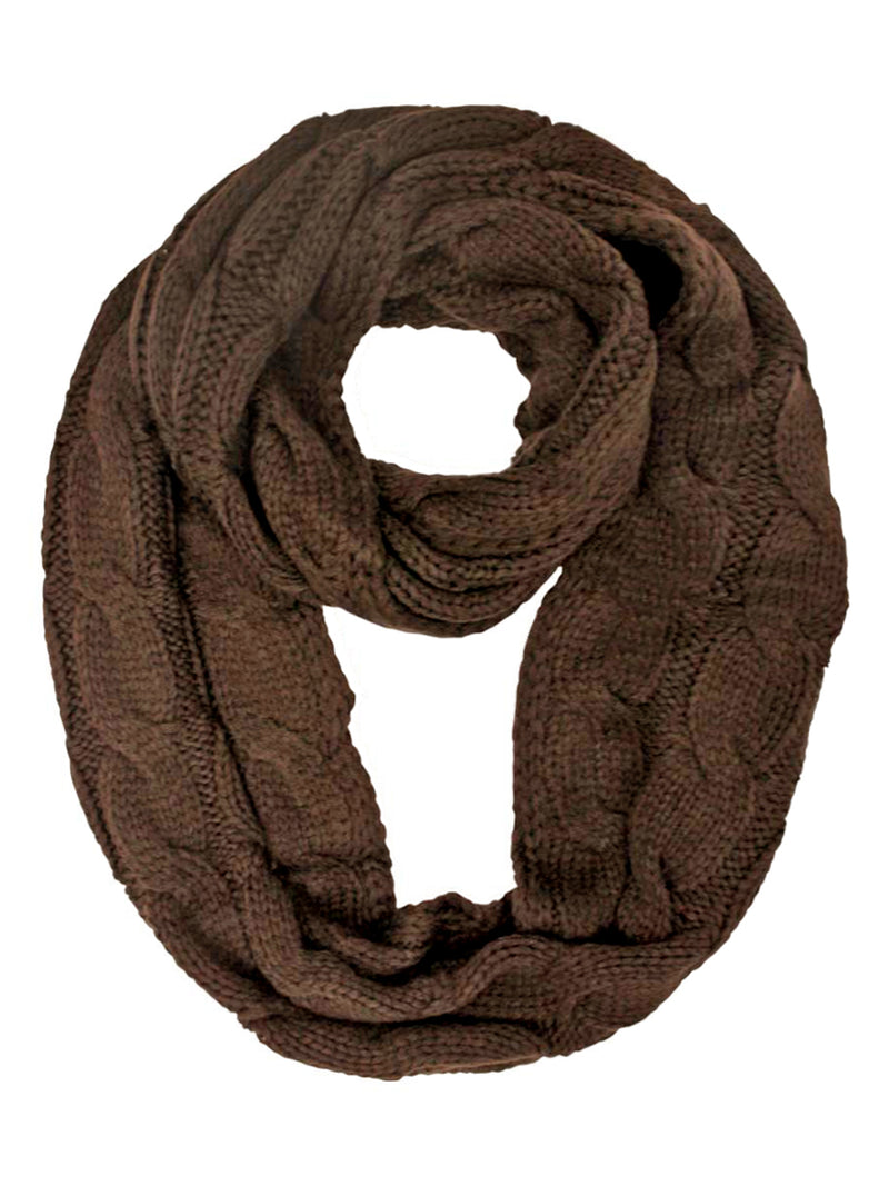 Thick Cable Braid Knit Infinity Scarf