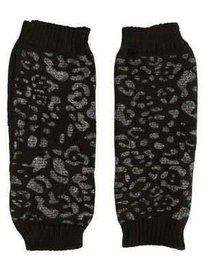 Metallic Leopard Fingerless Arm Warmer Gloves