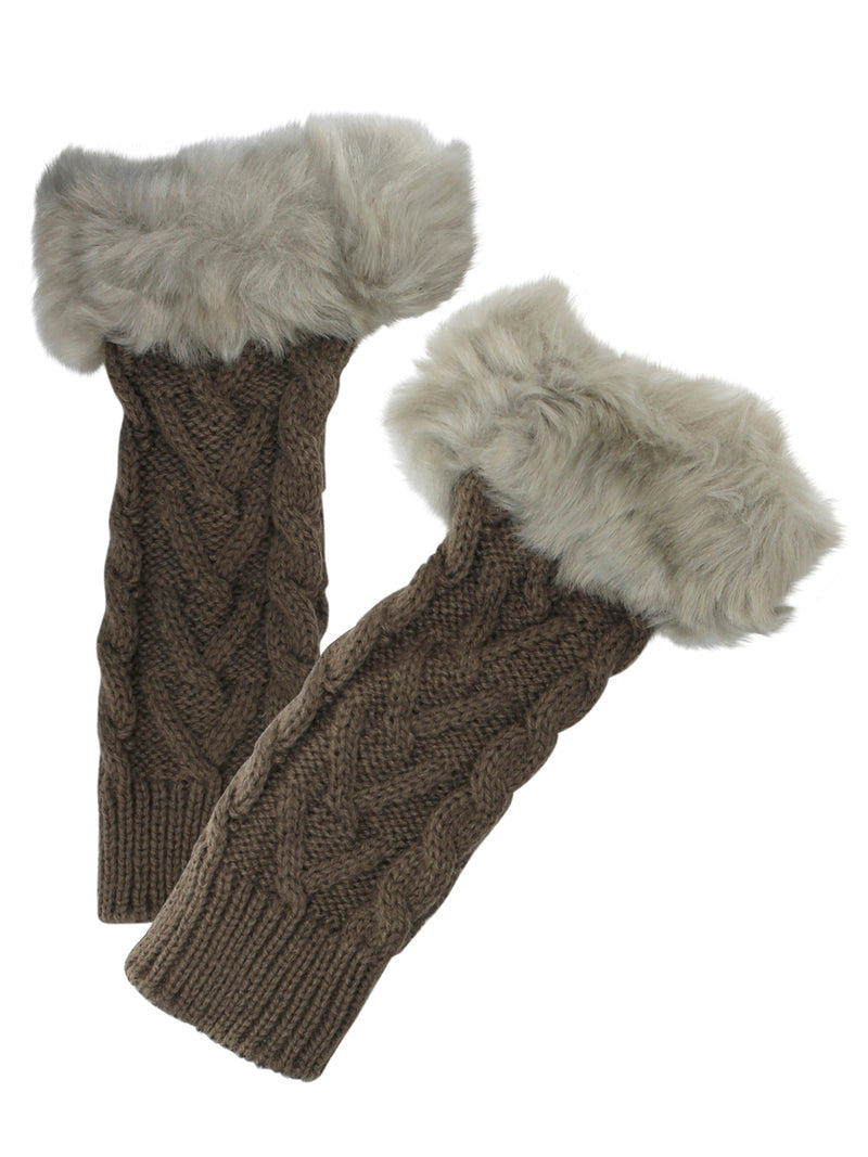 Arm Warmer Gloves With Faux Fur Trim