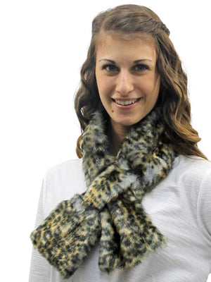 Faux Fur Plush Lined Neck Warmer Scarf