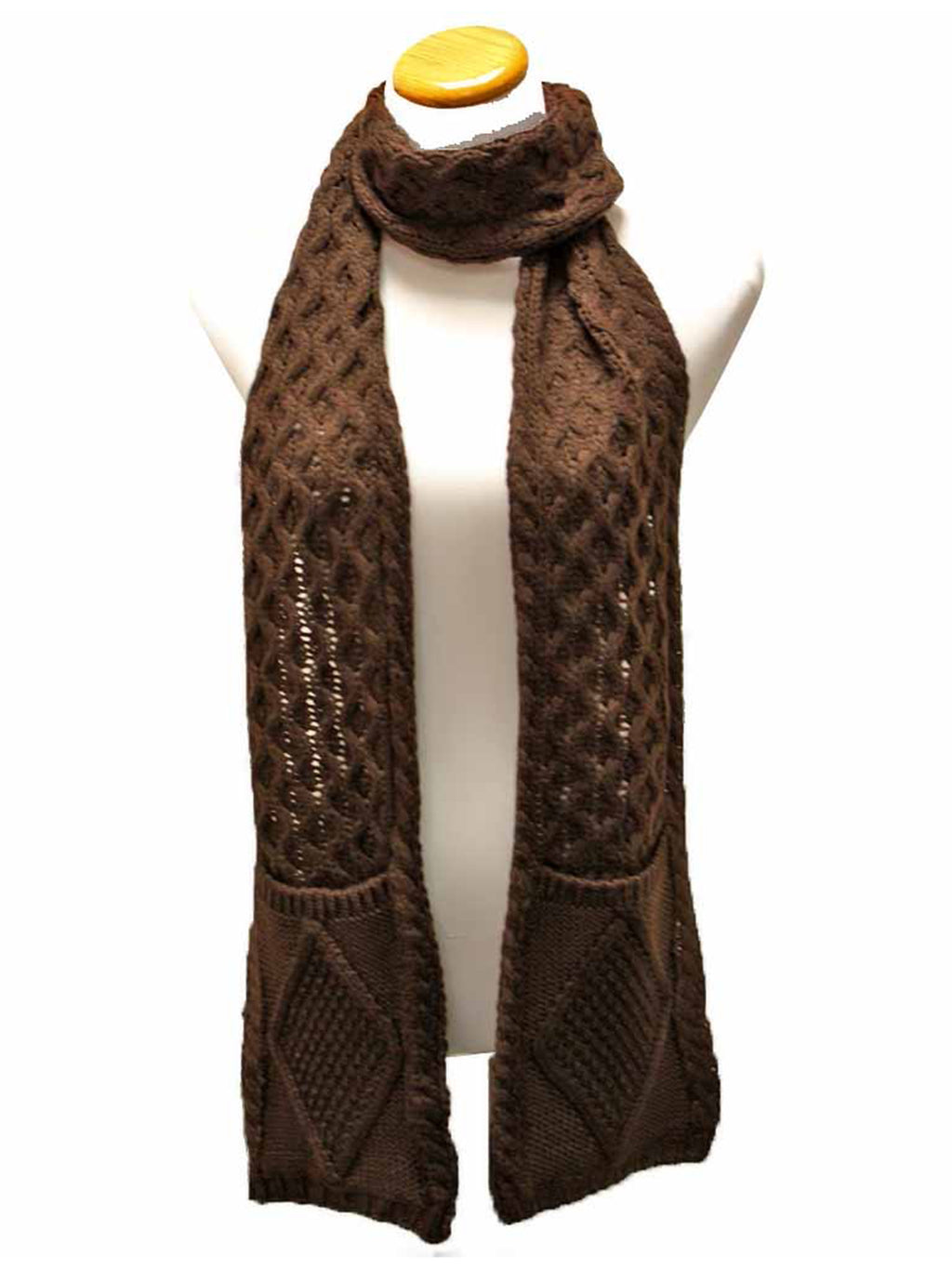 Classic Knit Unisex Winter Scarf With Pockets