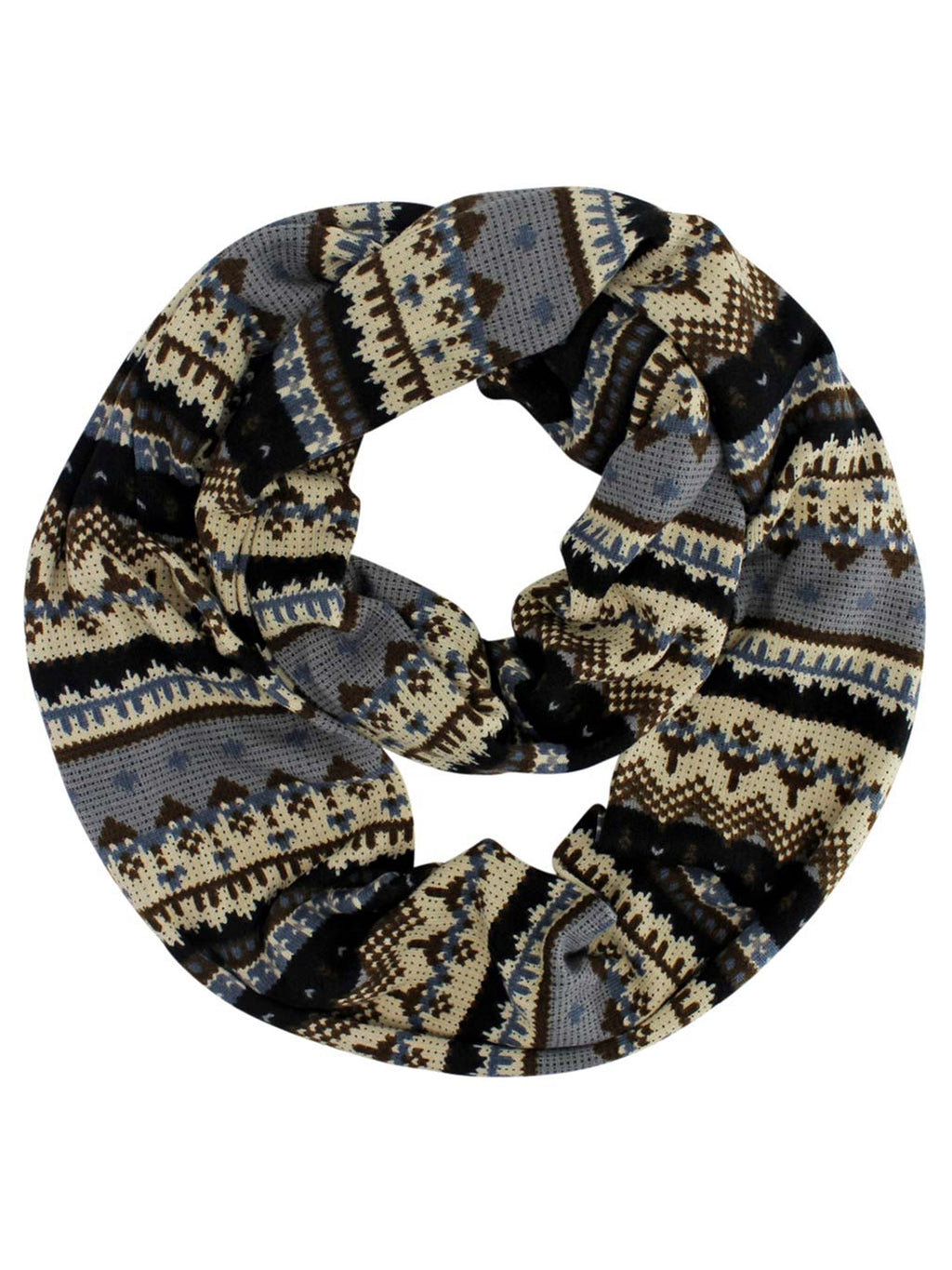 Brown Multicolor Winter Holiday Pattern Circle Infinity Scarf