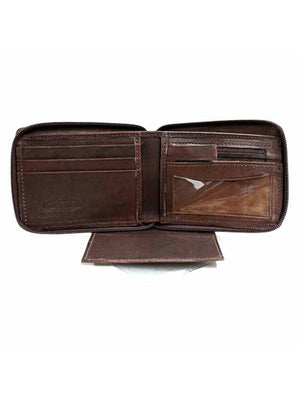 Leather Mens Zipper Wallet With Photo Coin & Cc Slots