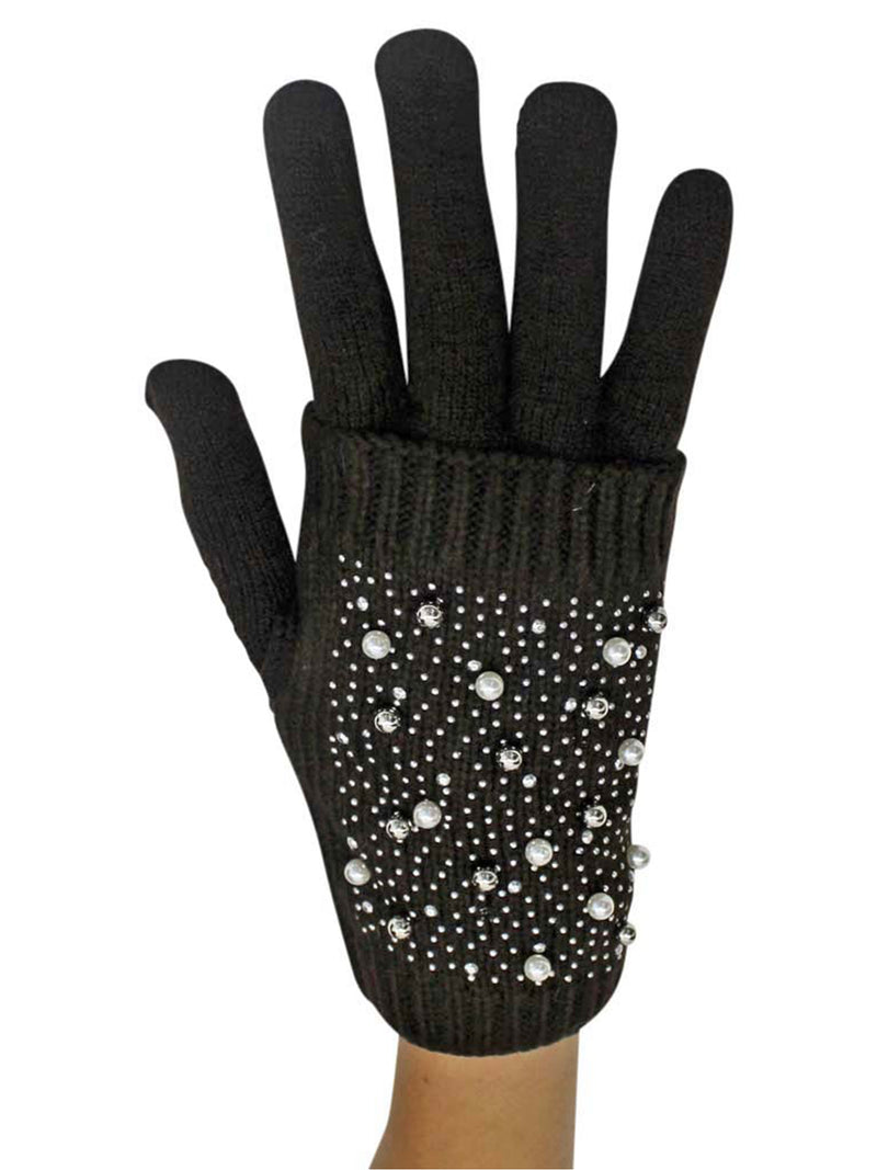 Rhinestone & Pearl Knit Arm Warmers & Gloves