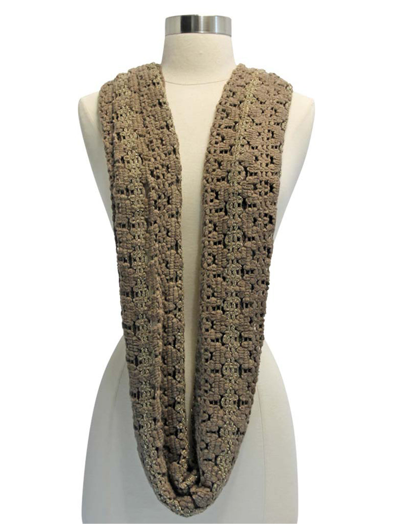Knit Infinity Scarf With Metallic Accent