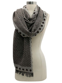 Stripe & Polka Dot Pattern Winter Knit Oversize Blanket Scarf