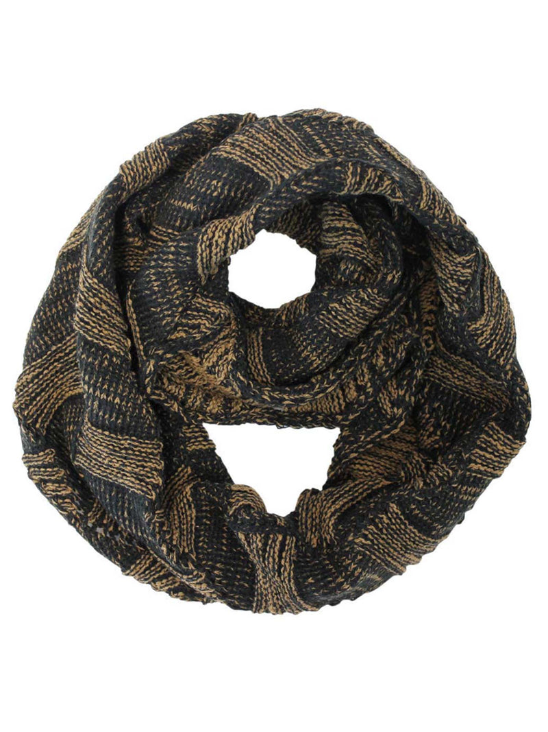 Two-Tone Knit Unisex Winter Infinity Scarf