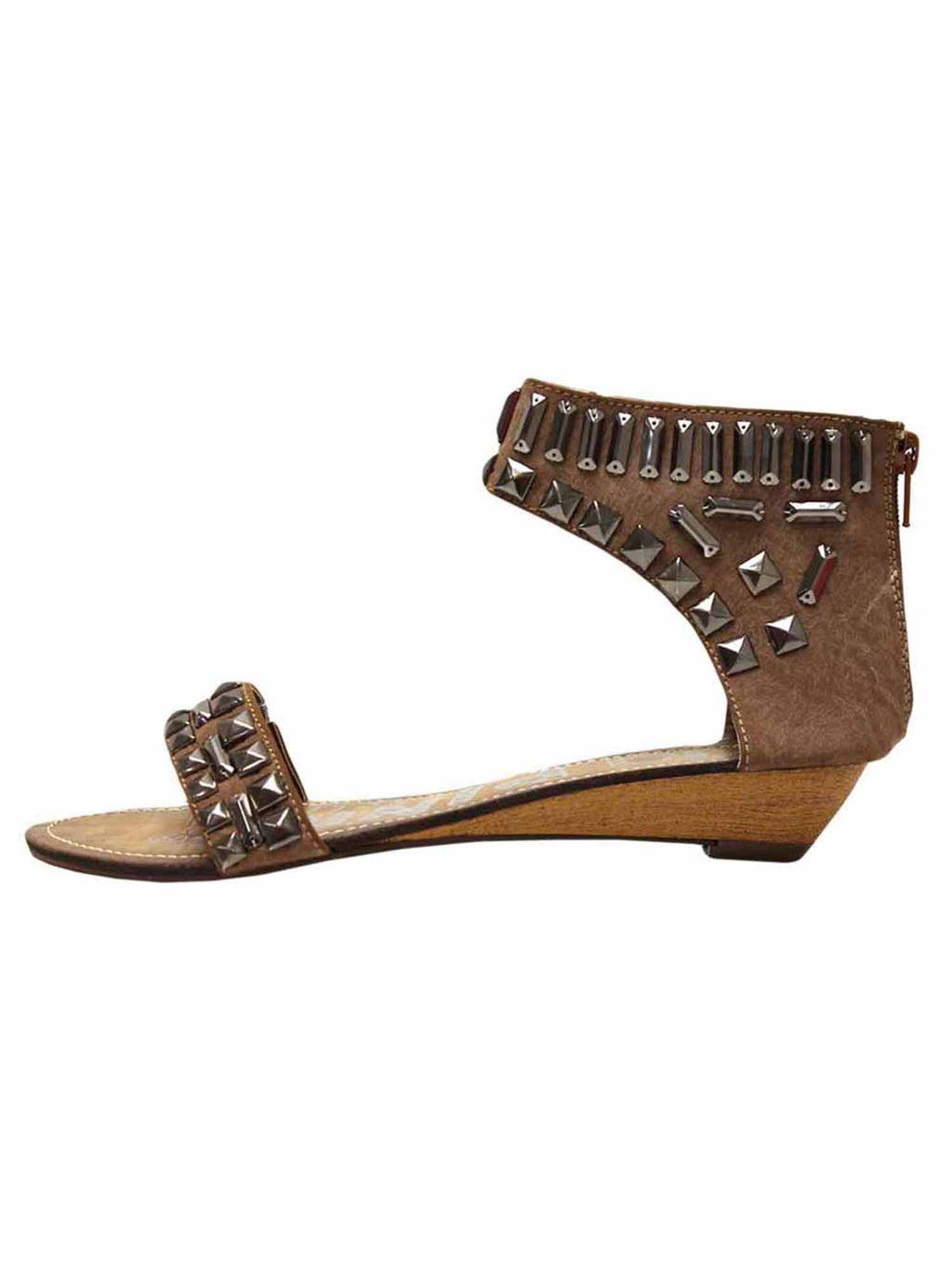 Studded Ankle Strap Flat Womens Sandals