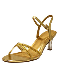 Gold Sandal Heels For Women With Rhinestones
