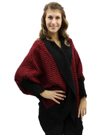 Abstract Print Open Front Cardigan Sweater
