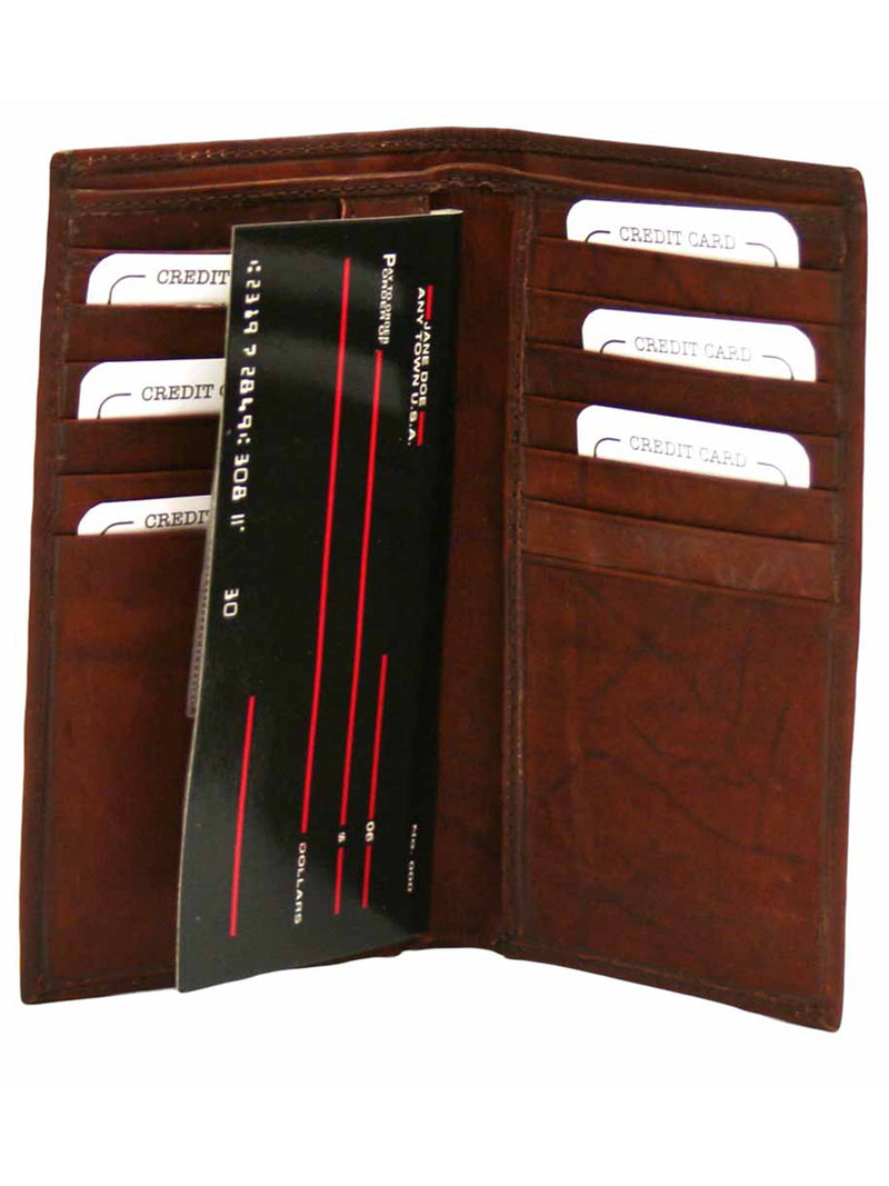 Leather Long Checkbook Holder Wallet