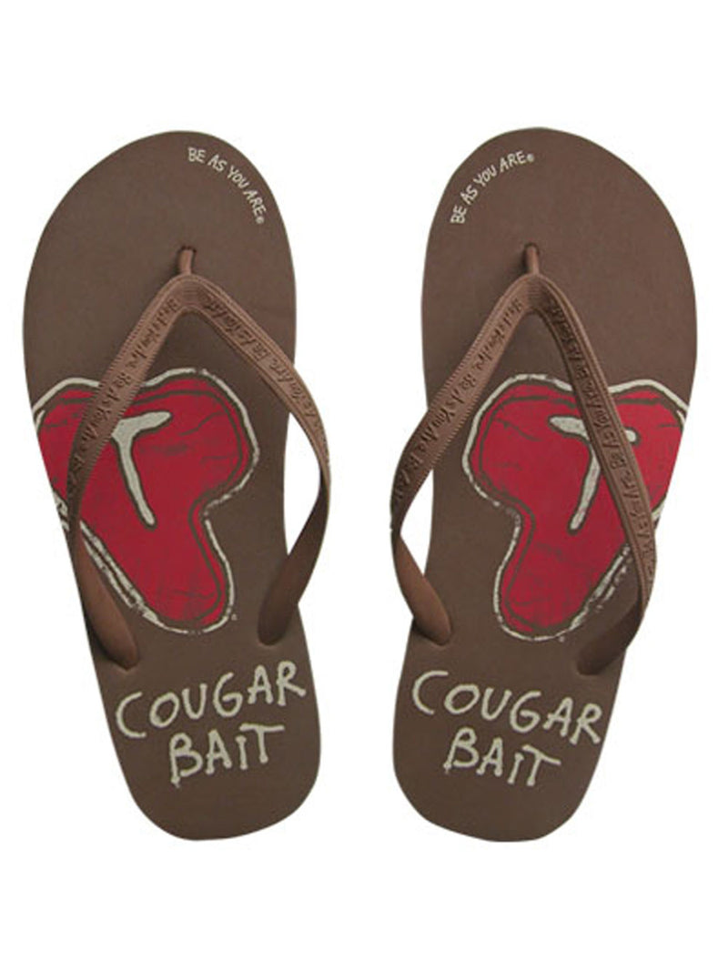 Cougar Bait Men's Brown Novelty Flip Flops