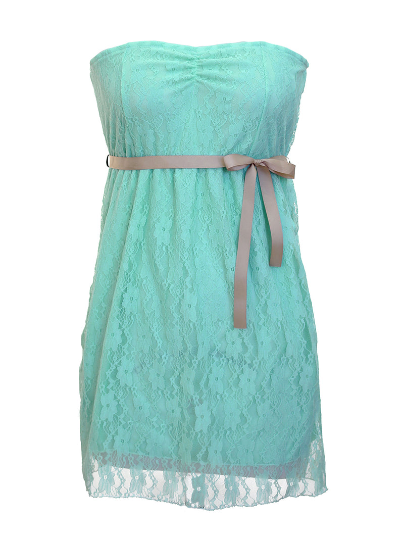 Lace Strapless Junior Size Dress With Bow