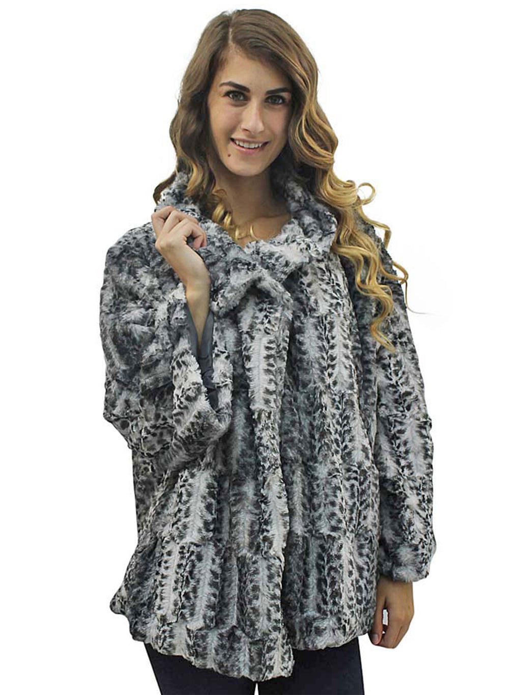 Faux Fur Plush Leopard Womens Coat