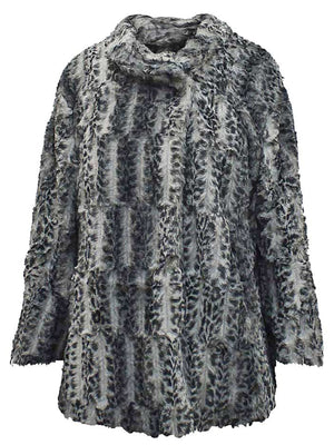 Faux Fur Plush Leopard Womens Coat