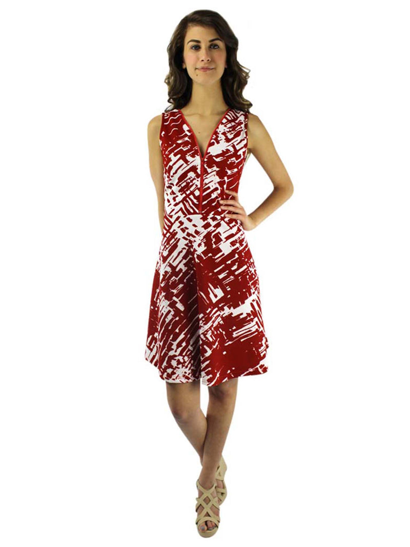 Abstract Print Sleeveless Dress