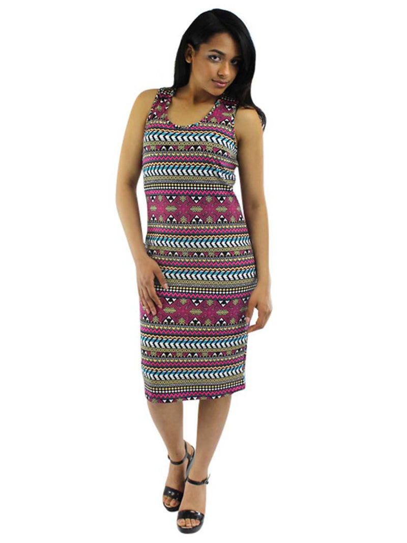 Multicolor Aztec Print Sleeveless Summer Dress