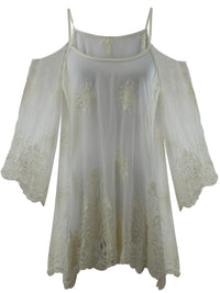 Flared Off The Shoulder Sheer Lacey Cover-Up Top