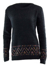 Aztec Print Pullover Fuzzy Sweater