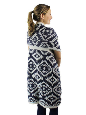 Knit Aztec Print Kimono Vest Cardigan