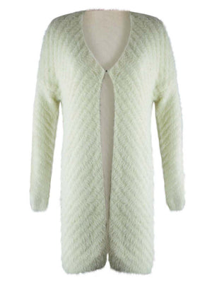 Fuzzy Knit Long Sleeve Cardigan Sweater Coat