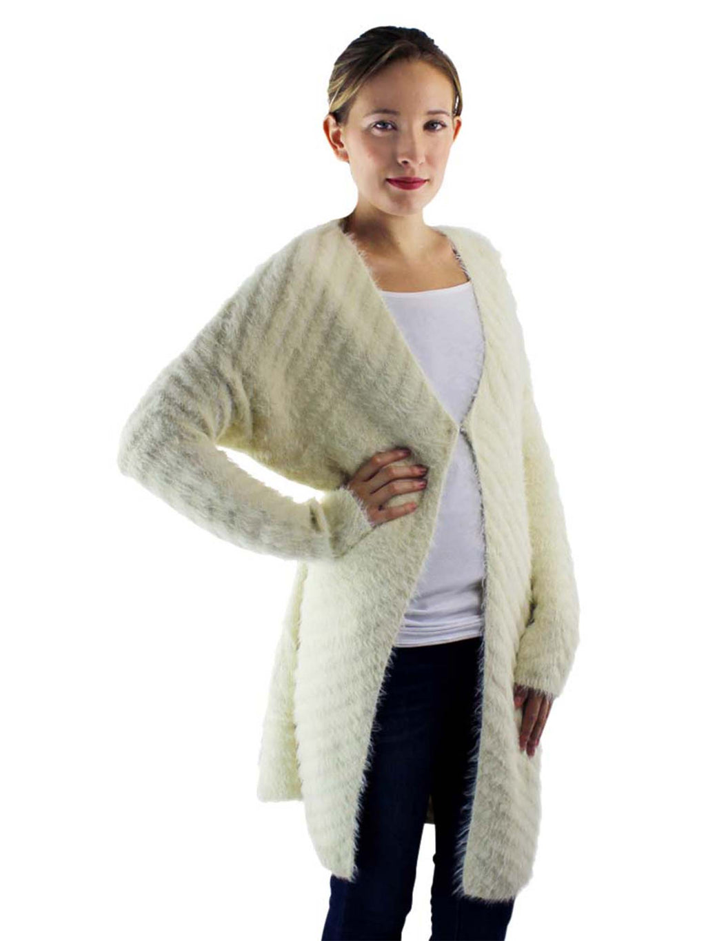 Fuzzy Knit Long Sleeve Cardigan Sweater Coat