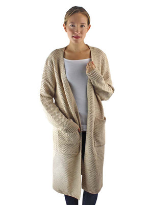 Draped Knit Cardigan Sweater With Pockets