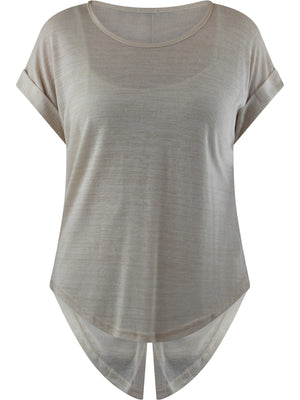 Ivory Heathered Knit Tie-Back Tee Top