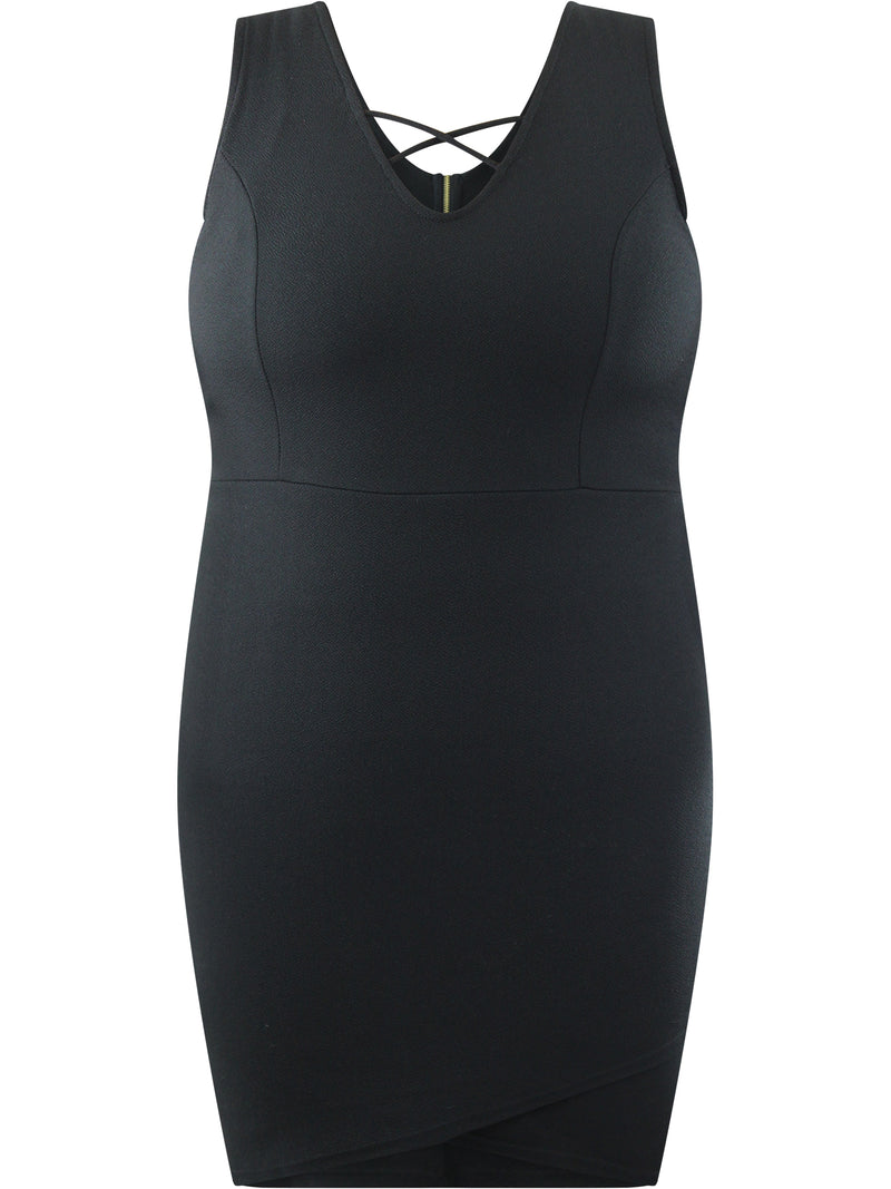 Black Asymmetric Plus Size Mini Dress