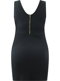 Black Asymmetric Plus Size Mini Dress