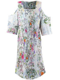 White Paisley Cold Shoulder Sundress Cover Up