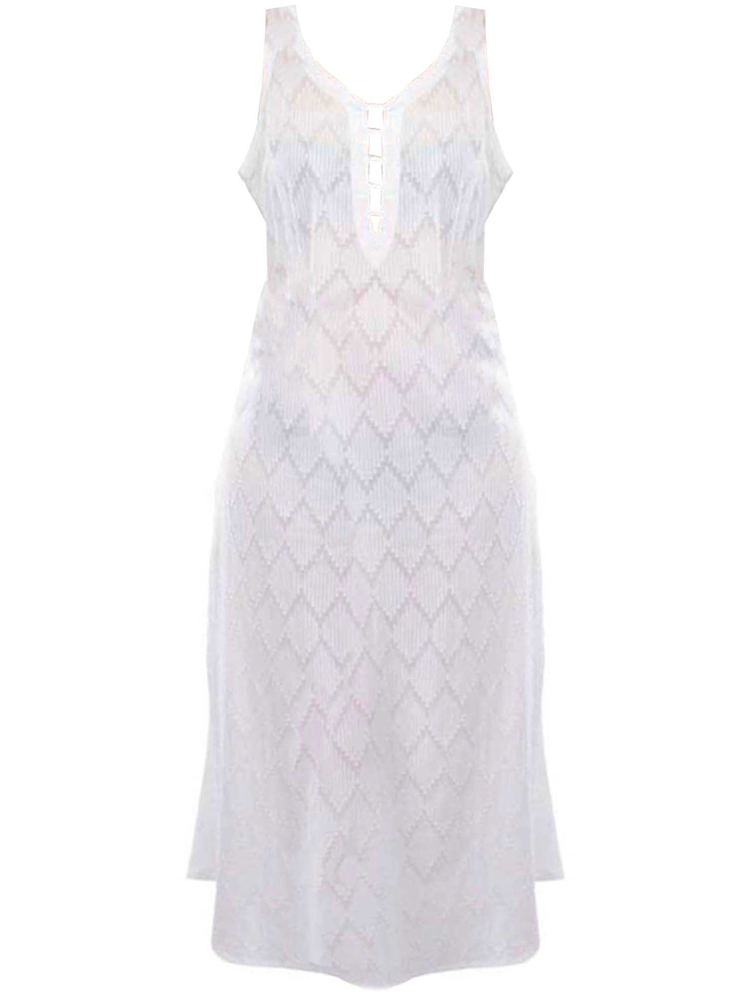 White Chevron Cover Up Dress – Luxury Divas