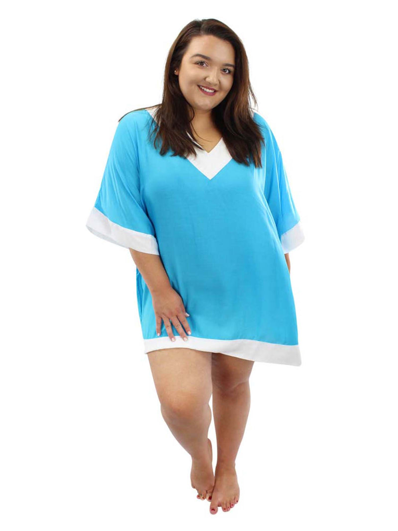 Plus Size V-Neck Beach Cover Up Top