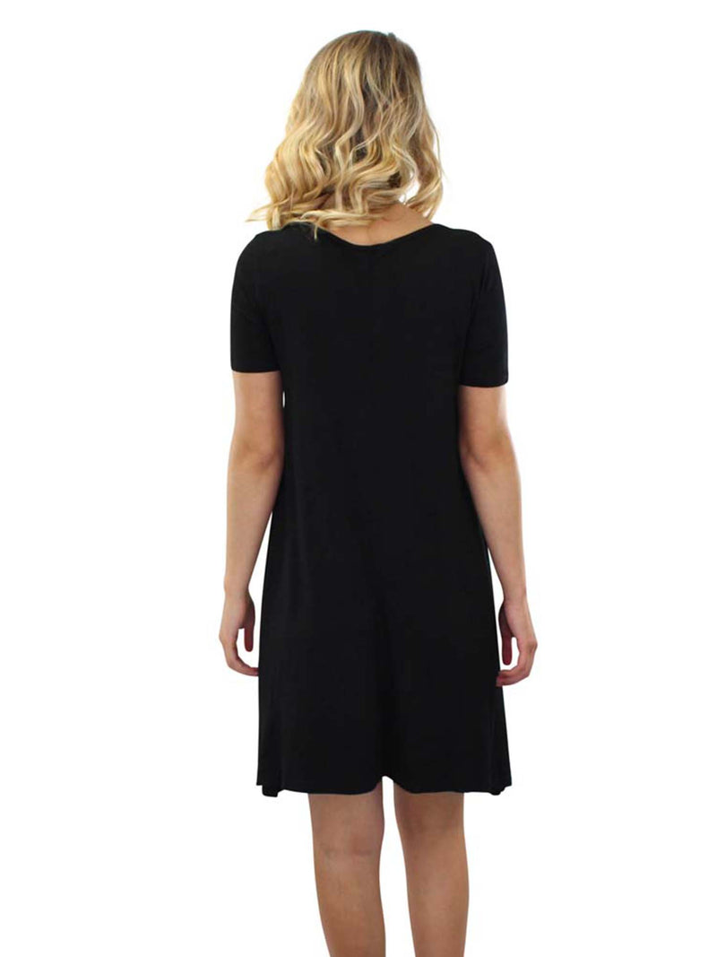 Short Sleeve Midi Dress With Criss-Cross Neckline