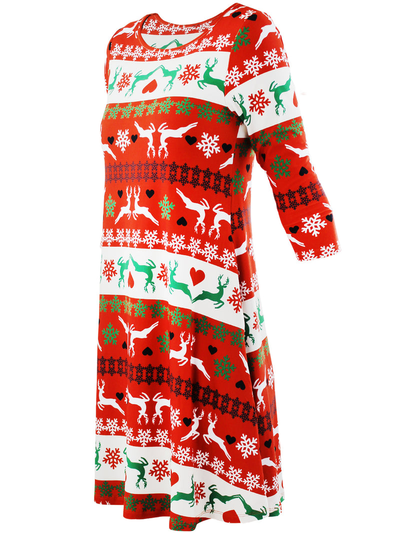 Reindeer Holiday Christmas Swing Dress