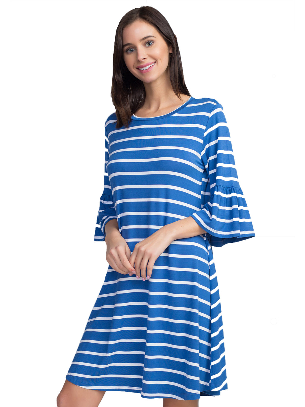 Blue & White Striped Womens Relaxed Fit Dress