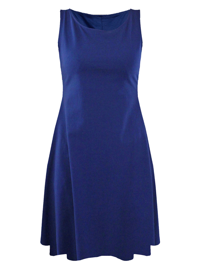 Navy Blue Womens A-Line Dress With Pockets