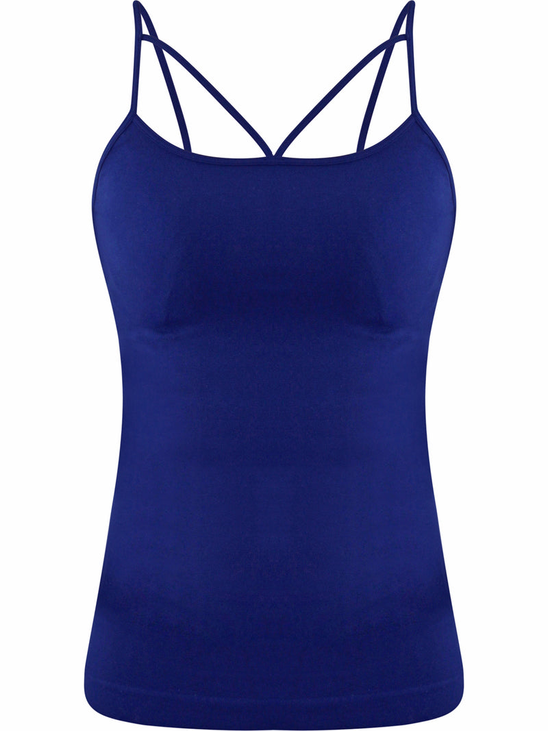 Womens Seamless Navy Blue Strappy Tank Camisole
