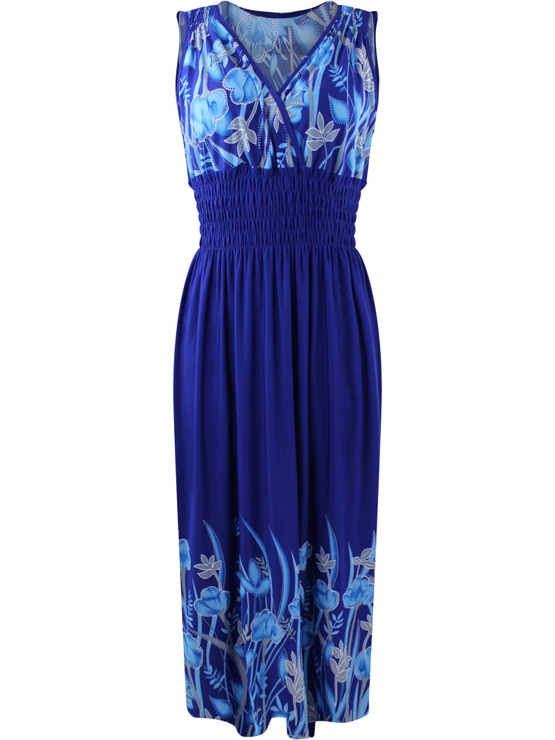Royal Blue Smocked Waist Maxi Dress