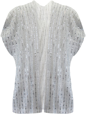 Silver Sheer Beach Cover Up With Sequin Trim
