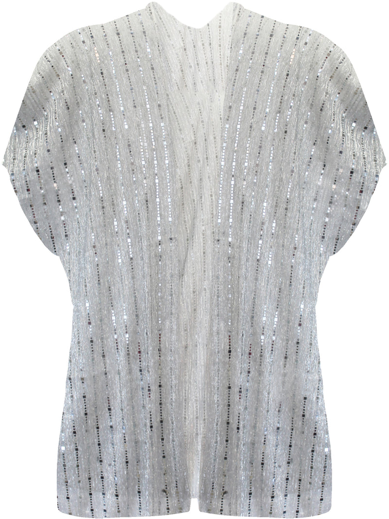 Silver Sheer Beach Cover Up With Sequin Trim