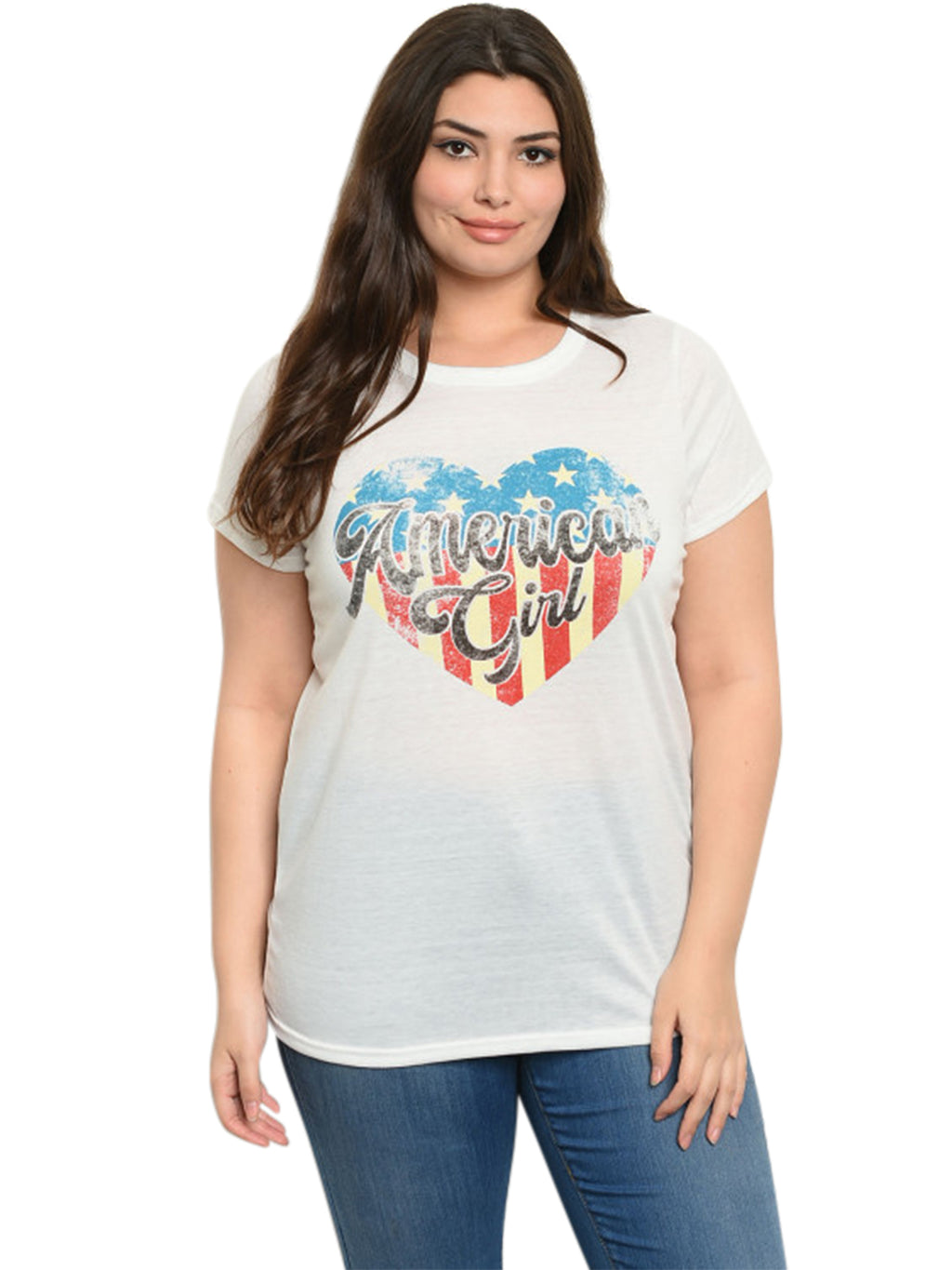 Womens American Girl Heart Plus Size T-Shirt