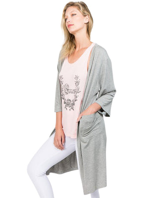 Open Front Jersey Knit Cardigan